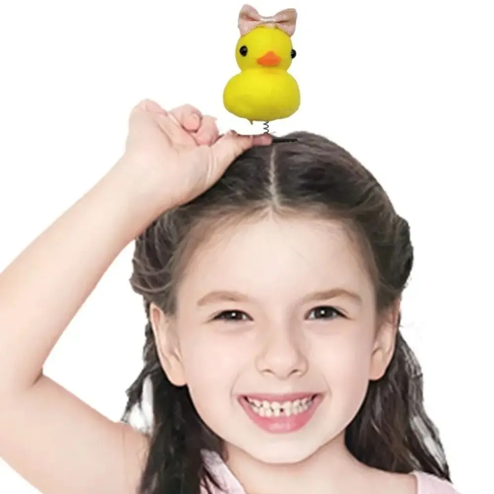 Cute Flower Duck Hair Clips Plush Bowknot Chicken Side Barrettes Crown Cap Cartoon Duckbill Clips Kids/Children