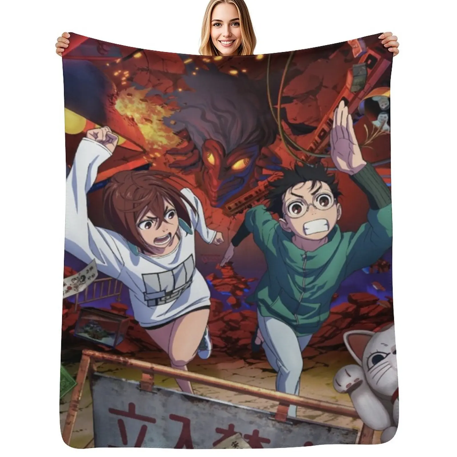 

Dandadan Throw Blanket Machine Washable Soft Warm Blanket