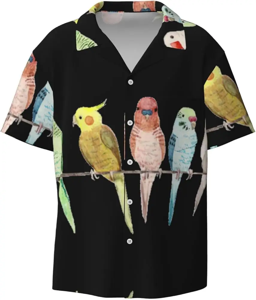 

Parrot Hawaiian Shirt for Men Funny - Hawaiian Shirts Short Sleeve - Mens Button Down Shirt