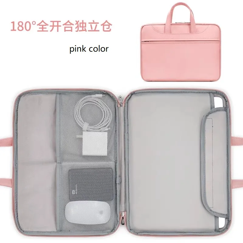 Bolsa para laptop bolsa de couro pu pasta, pacote de arquivo simples adequado para 14 16 polegadas masculino feminino computador tablet bolsa de proteção