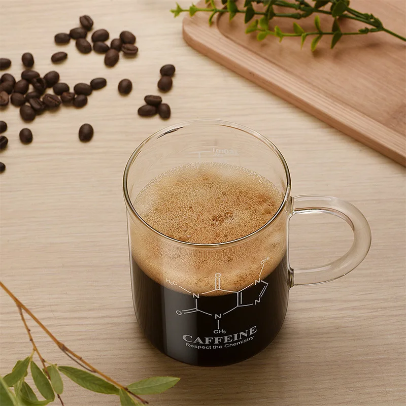 450ml High Borosilicate Glass Cup Caffeine Beaker Mug Graduated With Handle Breakfast Coffee Milk Oatmeal Cup