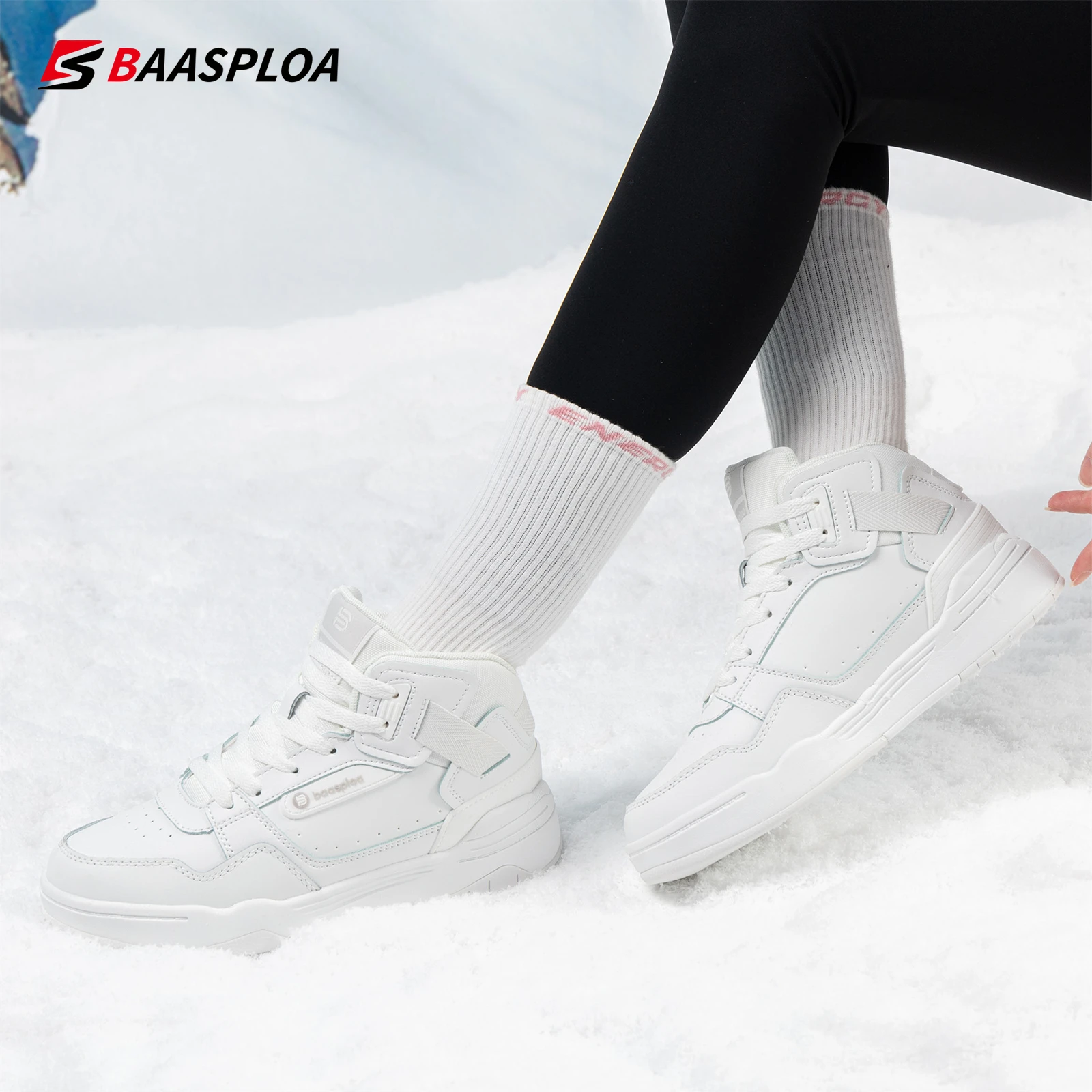 Baasploa Women's Cotton Shoes New Winter Fashion Thick Plush Warm Waterproof Boots Female Casual  Non-slip Wear-resistant Boots