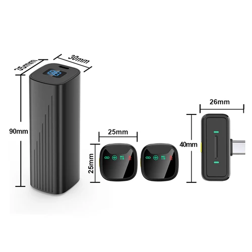 Imagen 2 del producto Micrófono Lavalier inalámbrico Plug & Play con reducción de ruido para entrevista, vídeo, Podcast, Vlog, Livestream, con estuche de carga de cajón