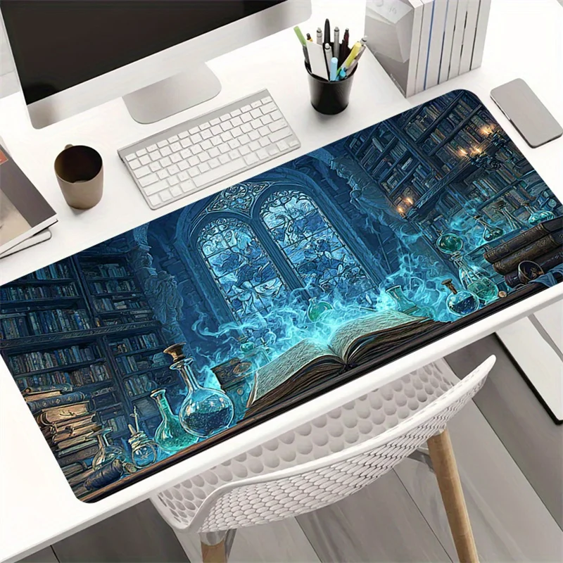 Mysterious Magic Book and Potion Bottle Pattern Mouse Pad, Gaming Mouse Pad, Laptop Keyboard Mat, XXL Keyboard Mouse Pads