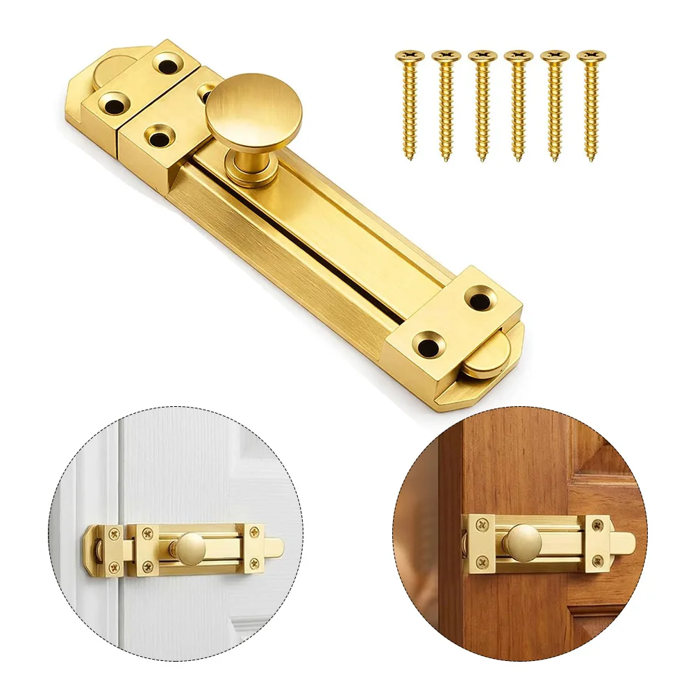 5 Inch Solid Brass Sliding Door Lock Duty Security Gate Bolt Latch For Home Bathroom Cabinet Cupboard Hardware