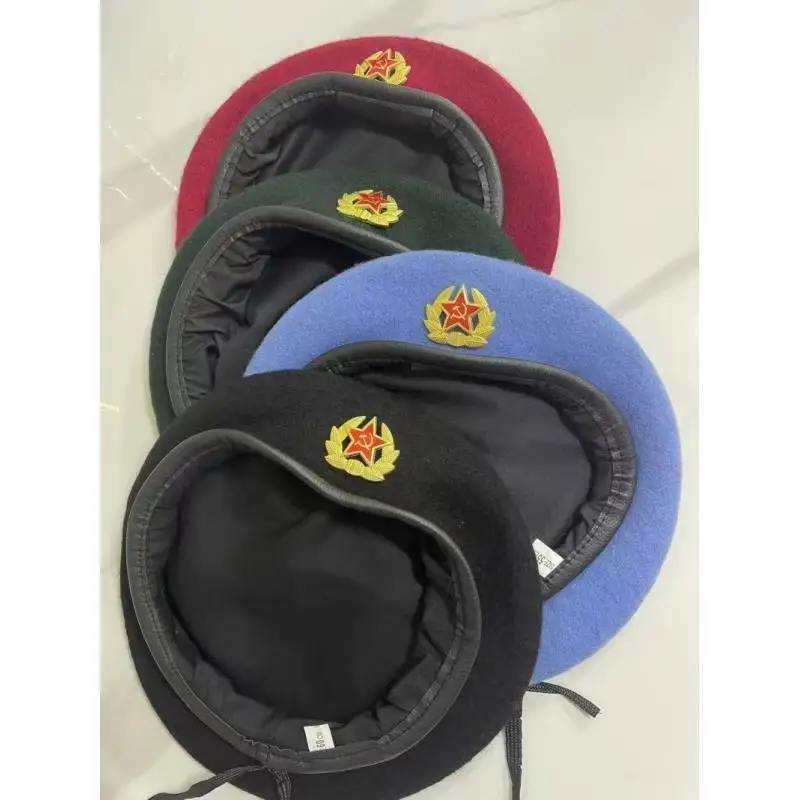 

2025 Новый военный шерстяной берет в русском стиле — советская воздушно-десантная шляпа с вышитой нашивкой, винтажная армейская кепка для мужчин и женщин