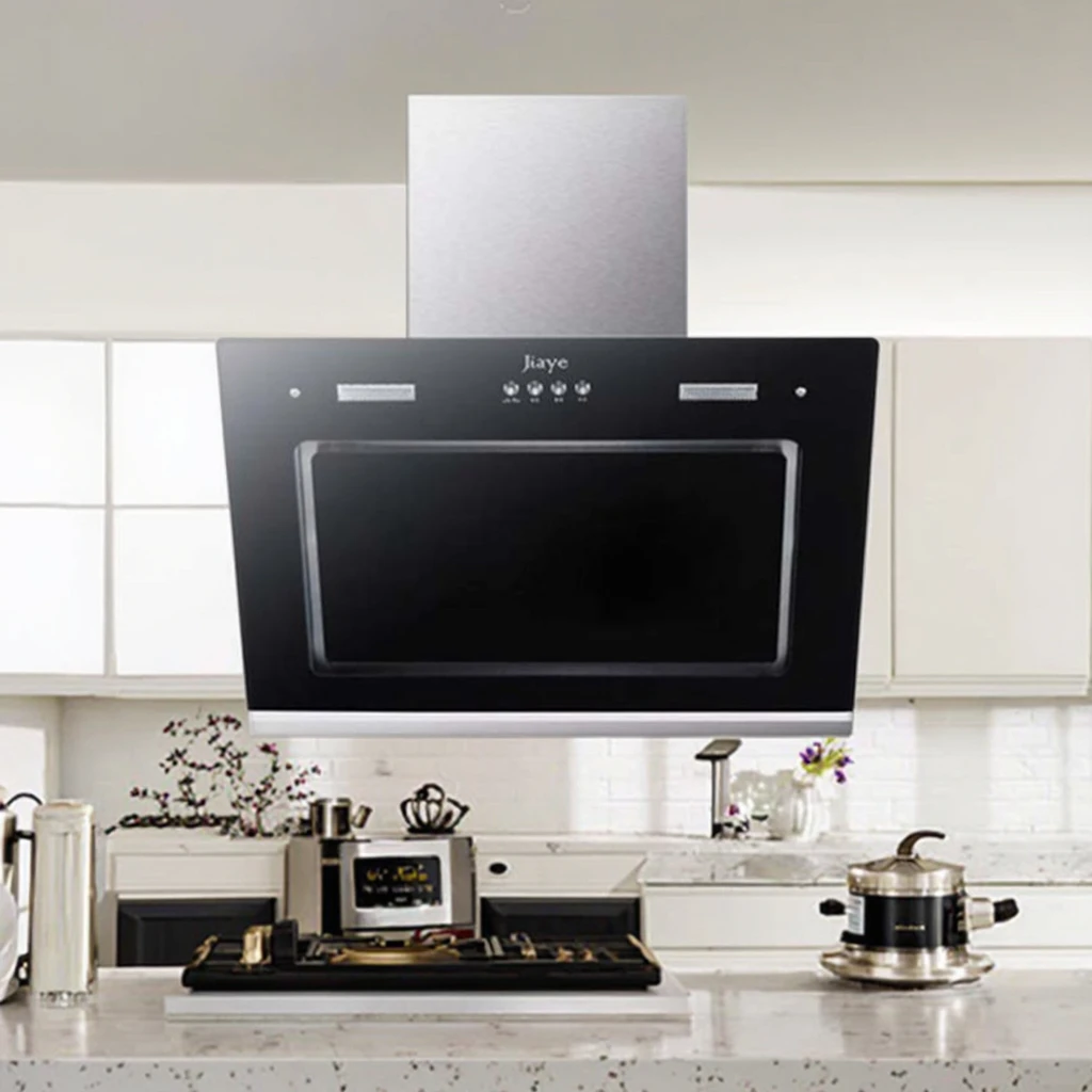 

Умная электрическая настенная вытяжка 900 мм из закаленного стекла с сенсорным управлением, высокой мощностью всасывания и угольным фильтром для домашней кухни