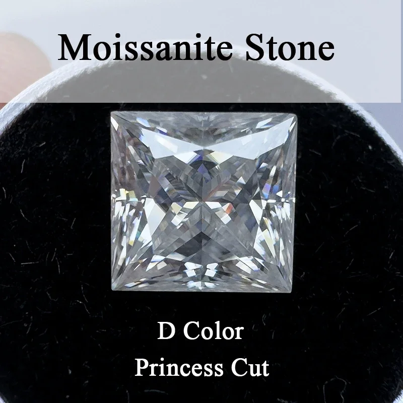 

Moissanite Stones D Color Princess Cut Pass Diamond Tester Gemstone Charms Jewelry Making Materials with GRA Certificate