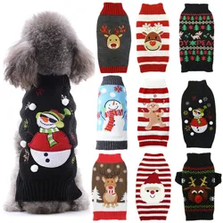 Warm Pet Clothes for Small Medium Dogs Winter Dog Sweater Christmas Pet Clothing Knitted Costume Coat Cartoon Striped Clothes