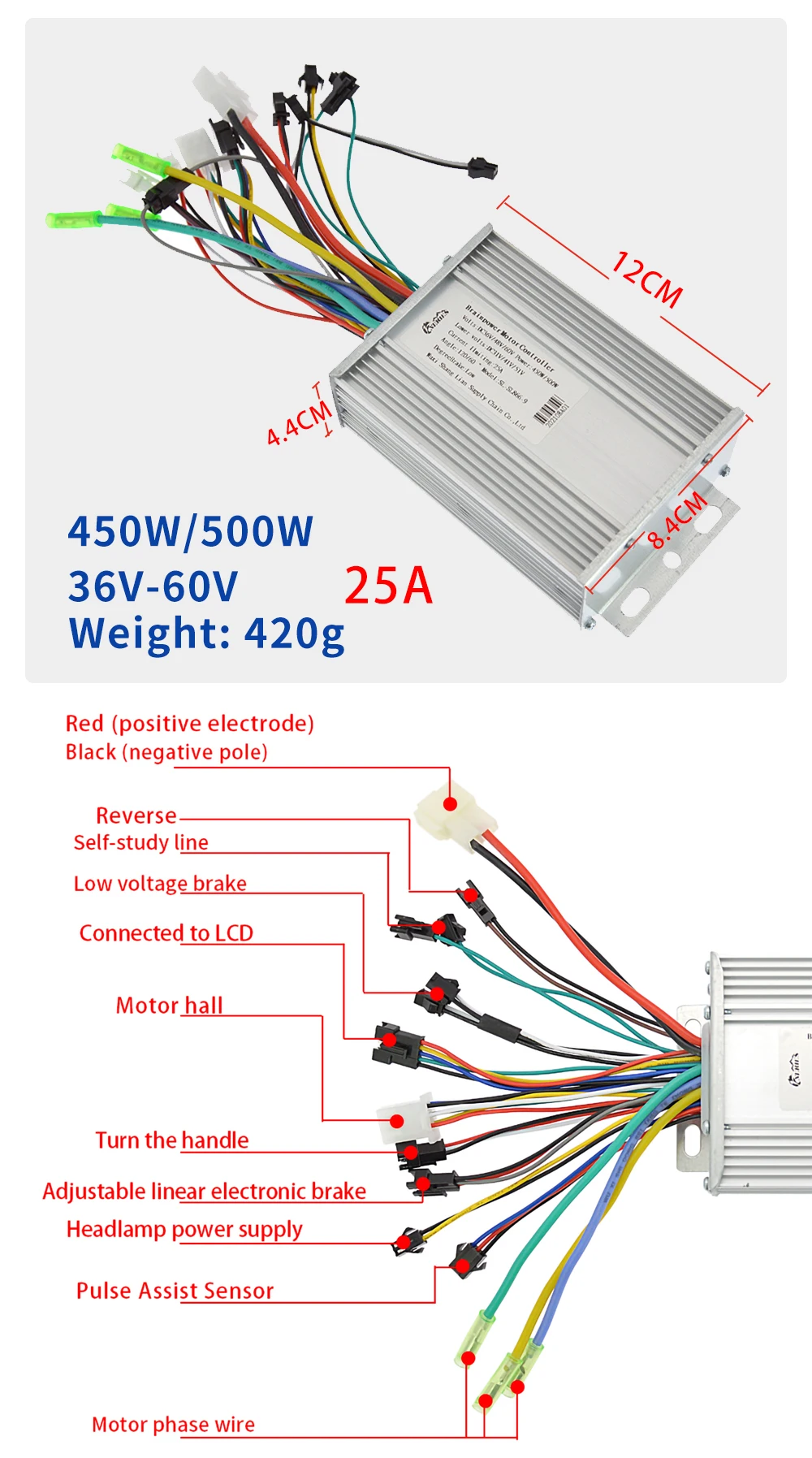 Elektrofahrrad 13A/18A/25A/28A/38A Bürstenloser Motorcontroller LCD-Display Intelligente Steuerung Mehrere Spezifikationen – Detail 4