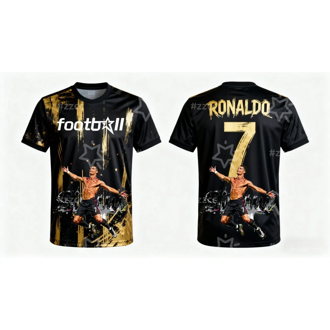 رونالدو لكرة القدم جيرسي رقم. 7 الكتابة على الجدران جيرسي مباراة جيرسي الخريف الرياضة الجافة بسرعة تي شيرت رجالي ملابس الأطفال المحملة Y2k #2