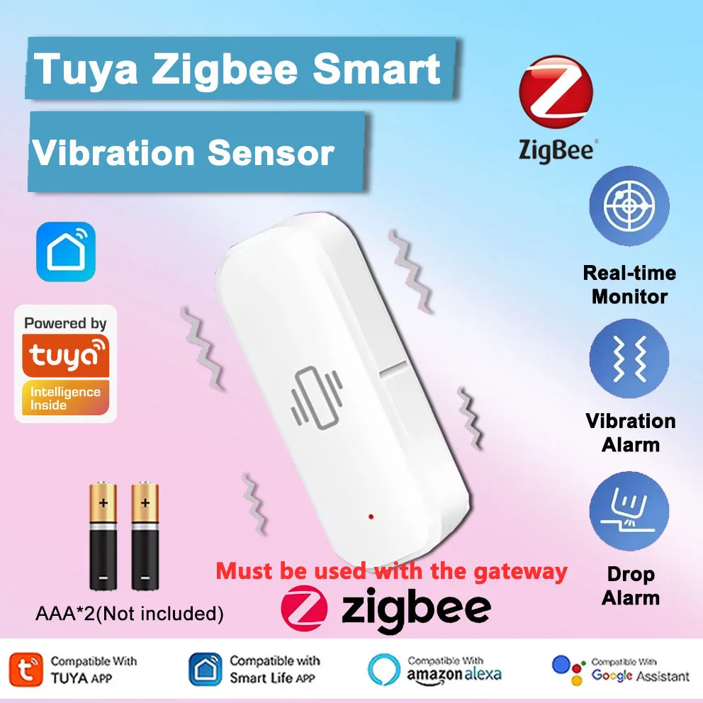 Tuya Zigbee Smart Vibration Sensor Erkennung Schock Alarm Smart Leben APP Benachrichtigung Echtzeit Geschichte Rekord Smart Home