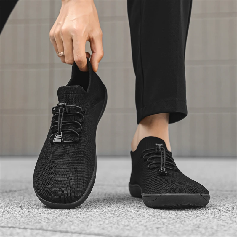 Atmungsaktive Barfußschuhe mit breiter Zehenpartie für Herren aus Mesh, flache Sneaker mit weicher Sohle_voghion.com