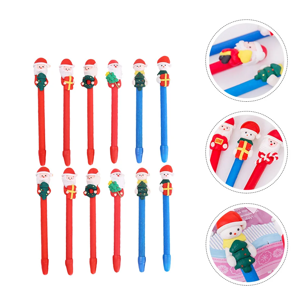 

12 Pcs Creative Ballpoint Pen Students Stationery Writing Gel Ink Pens Santa Claus Christmas