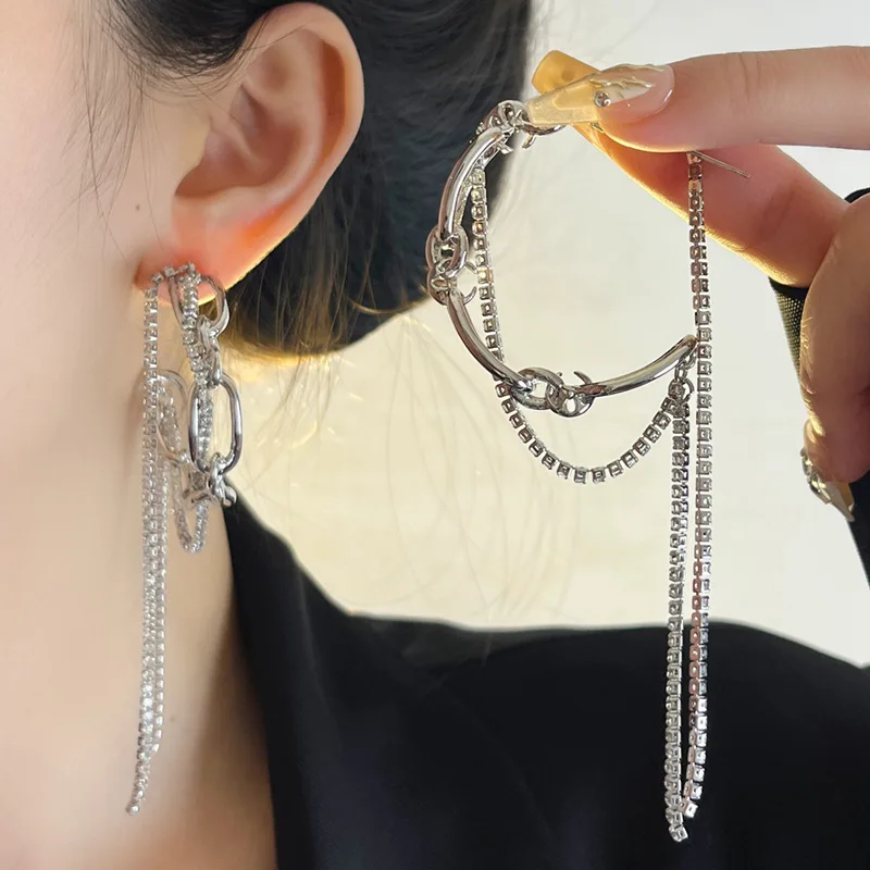 

European and American style hanging woven flowing earrings