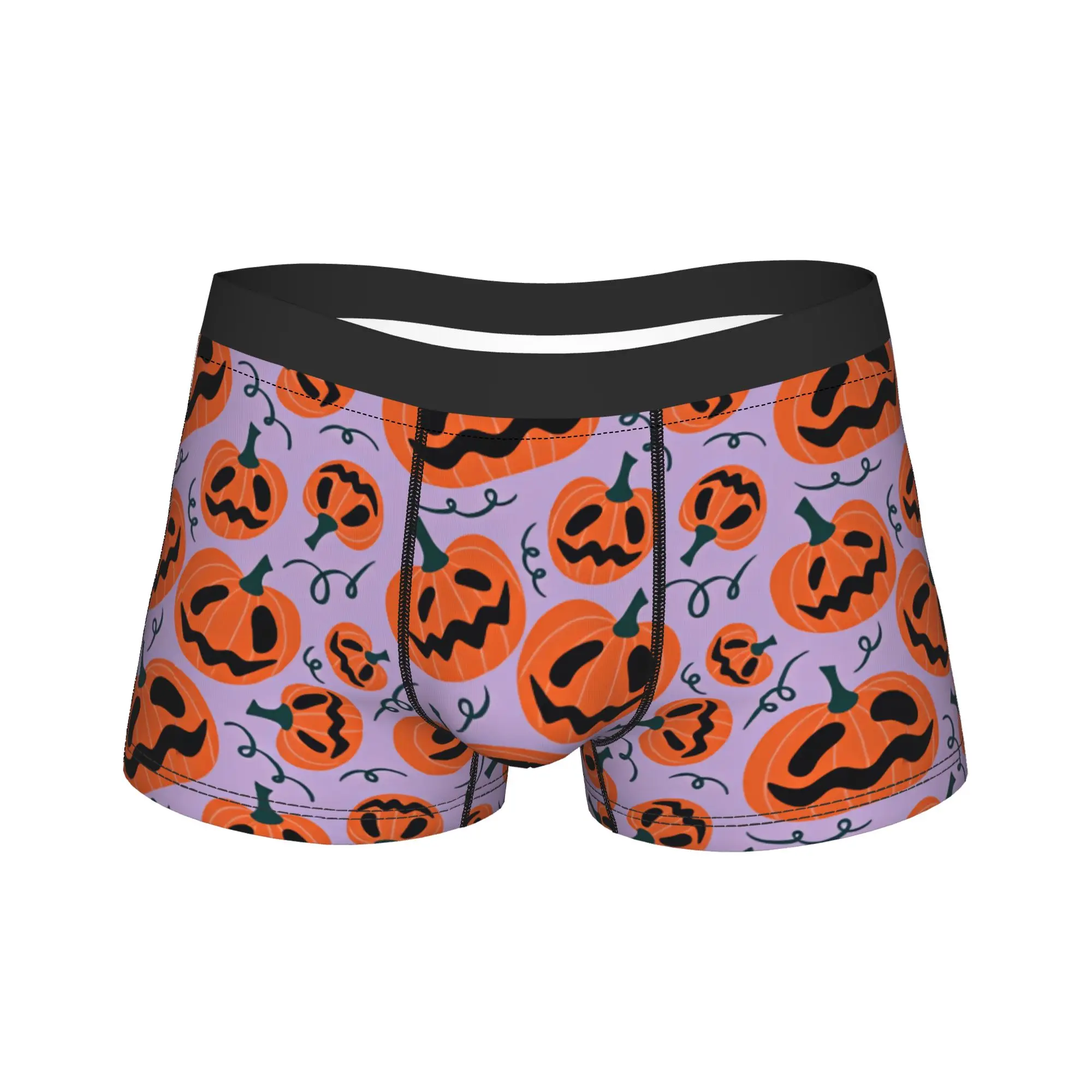 Halloween Jack O Lantern Pumpkin Underwear  Man Panties Customs Soft Trend Boxershorts Trenky Boxer Brief Plus Size