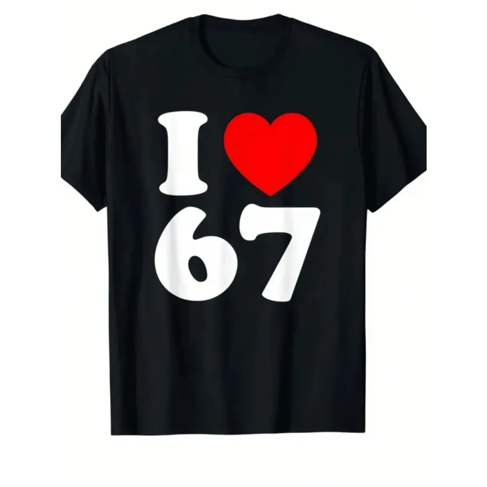

Boys Girls Valentine's Day Round Neck Pullover Short Sleeved T-Shirt 67 Six Seven Funny Kids Gaming Meme Tee