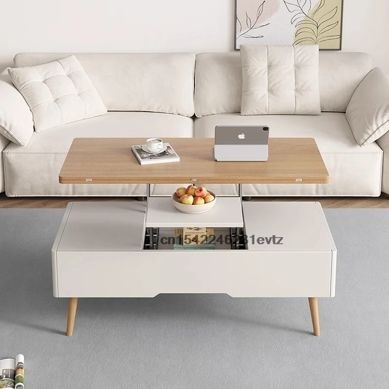 Multifunctional Coffee Table With Storage Drawer Small Apartment Extend Tea Table Living Room Furniture Solid Wood Coffee Table