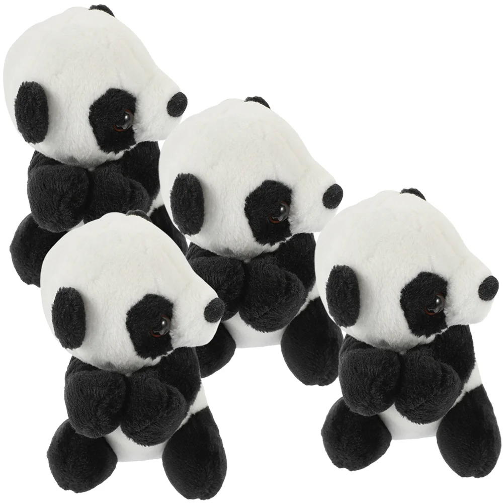 4 Pcs Simulation Panda Clip Plush for Memo Animal Photo Stuffed Toy Hug Home Short Pp Cotton