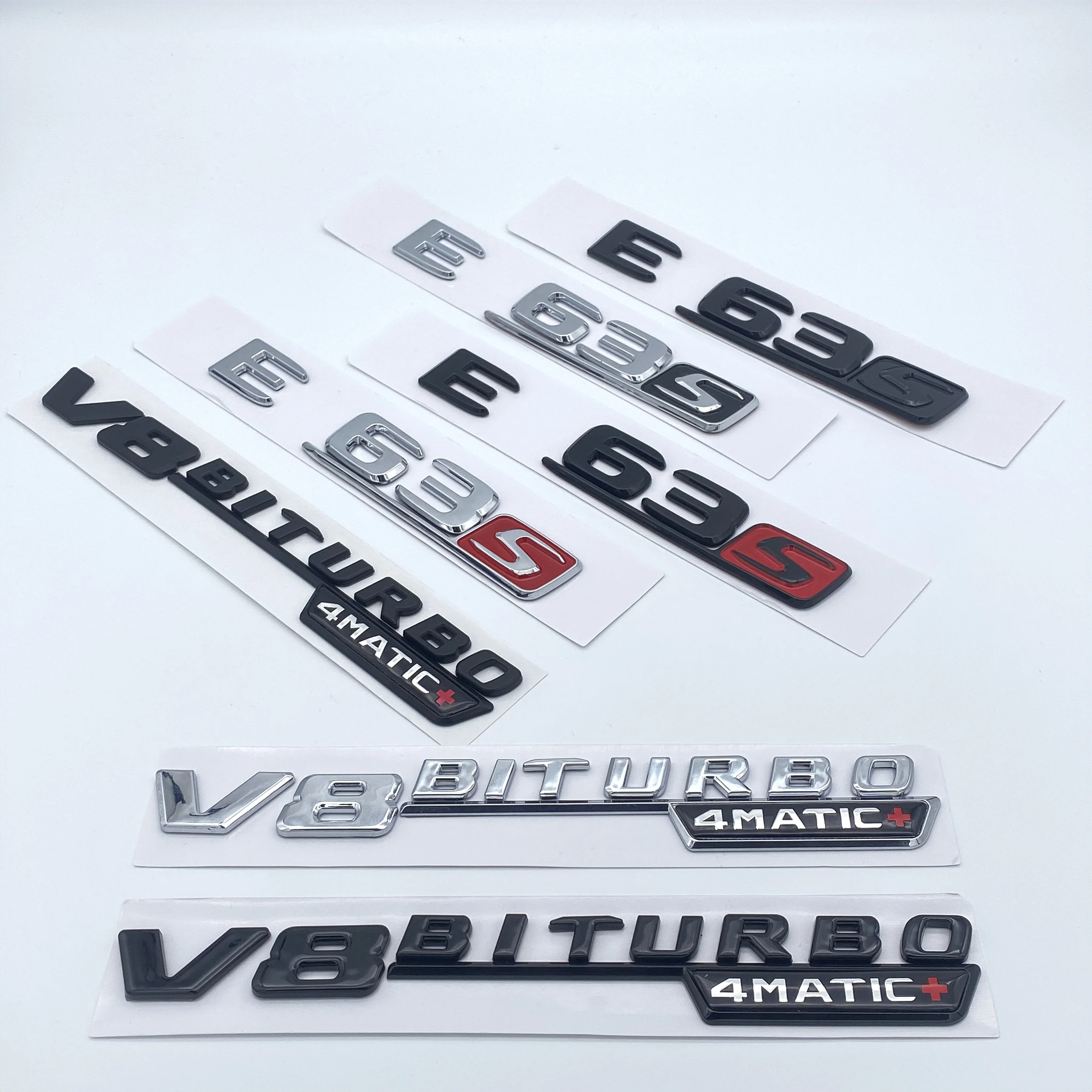 3D Glossy Black Letters E43 E53 E63 E63S V8 Biturbo 4matic ABS Emblem for Mercedes Benz AMG Car Fender Trunk W212 W213 Sticker