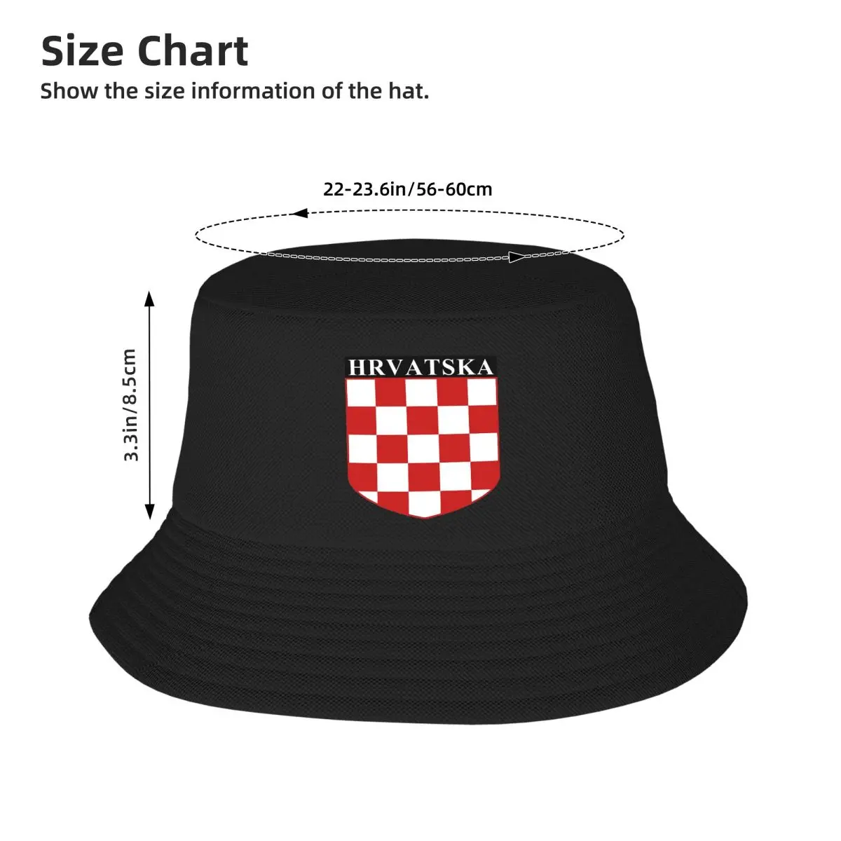 Croatian Grb Version XXI Hrvatska Bucket Hats Panama For Man Woman Bob Hats Reversible Fisherman Hats Beach Fishing Unisex Caps