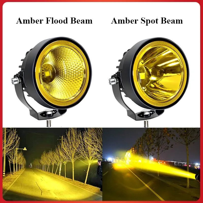 4inch Round Offroad Spotlight Fog Lamp Light Bar Work Light for Motorcycle Dirt Bike Headlight ATV Truck Floodlight 12V 24V 48V