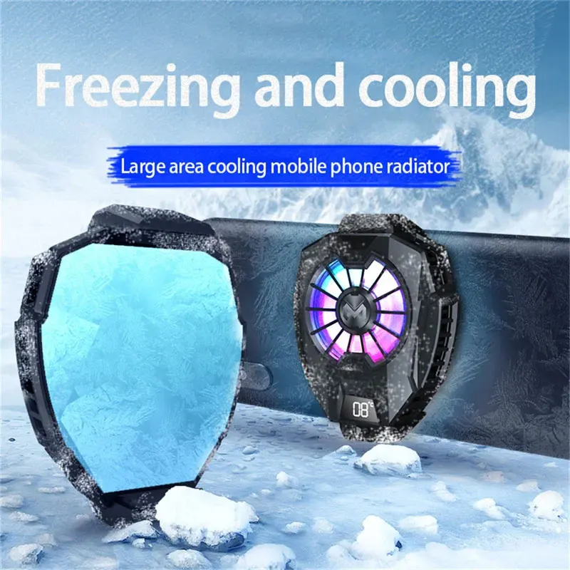 Mobile Phone Heat Dissipator with Temperature Display, Gaming Cooling Radiator with Universal Back Clip for Mobile Phones