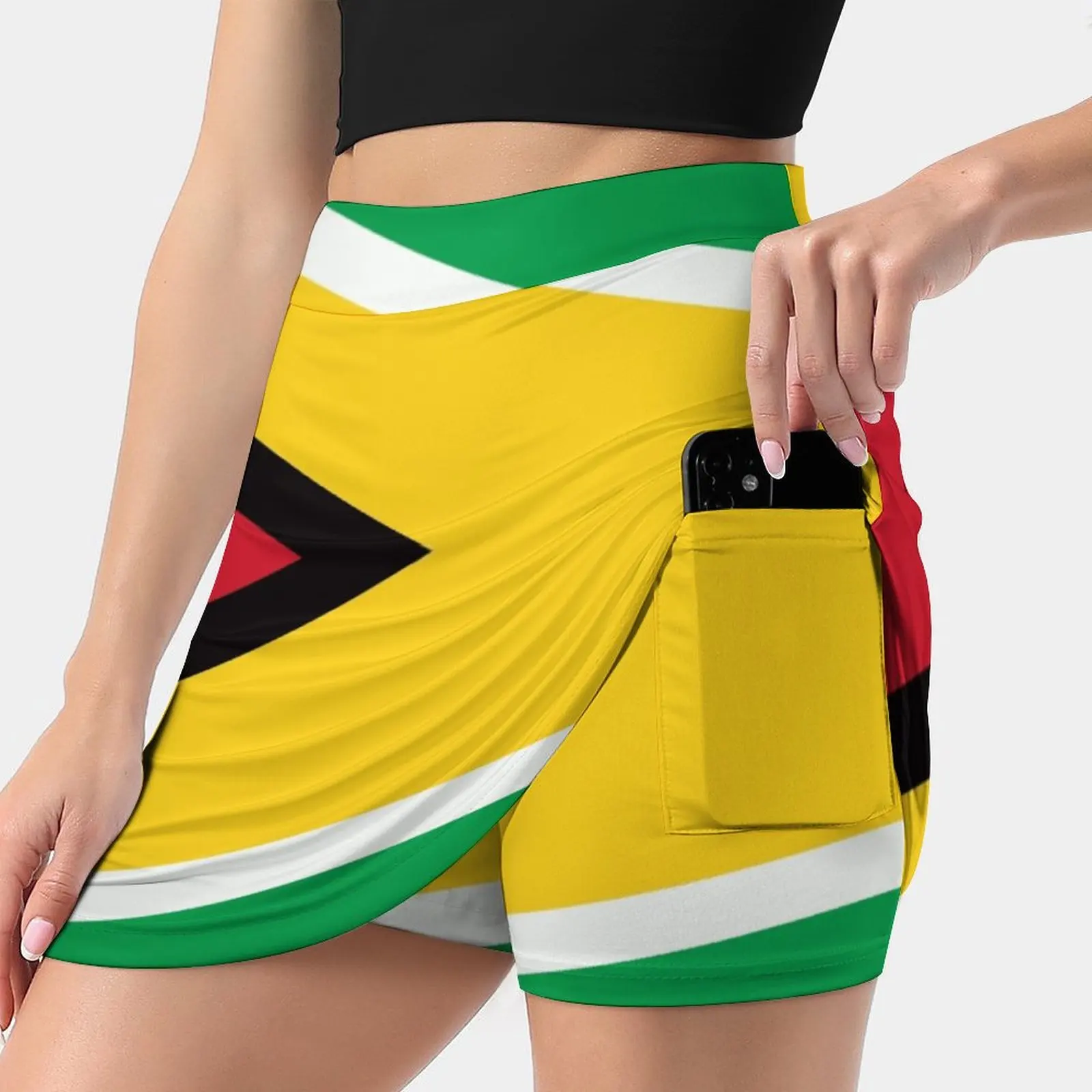 Guyana Flag Women's skirt With Pocket Vintage Skirt Printing A Line Skirts Summer Clothes Guyana Flag Country World Fashion Men