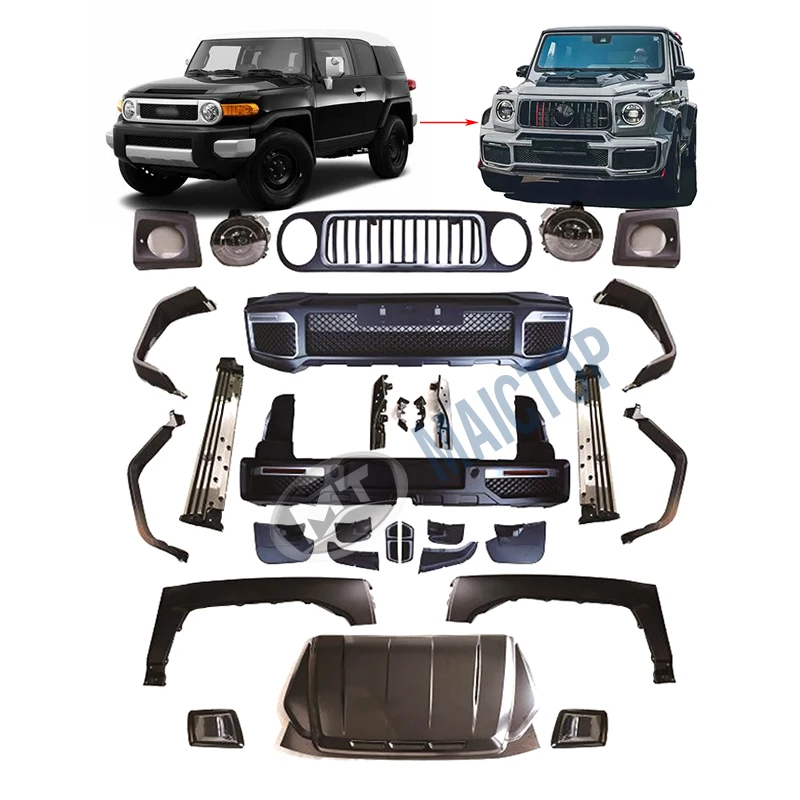 Maictop car accessoires conversion front rear bumper grill bodykit for fj cruiser body kit upgrade to G63 babus style