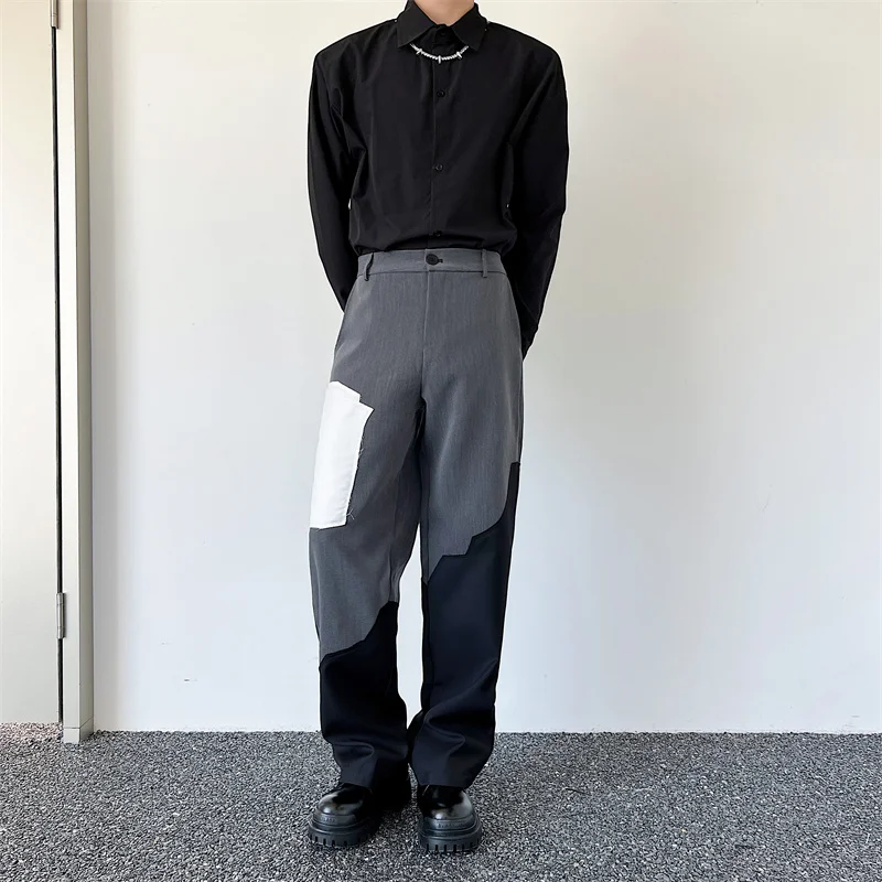 

Модные мужские брюки прямого кроя с регулируемыми пуговицами, повседневные, свободного кроя, из чистого хлопка, однотонные, со средней посадкой