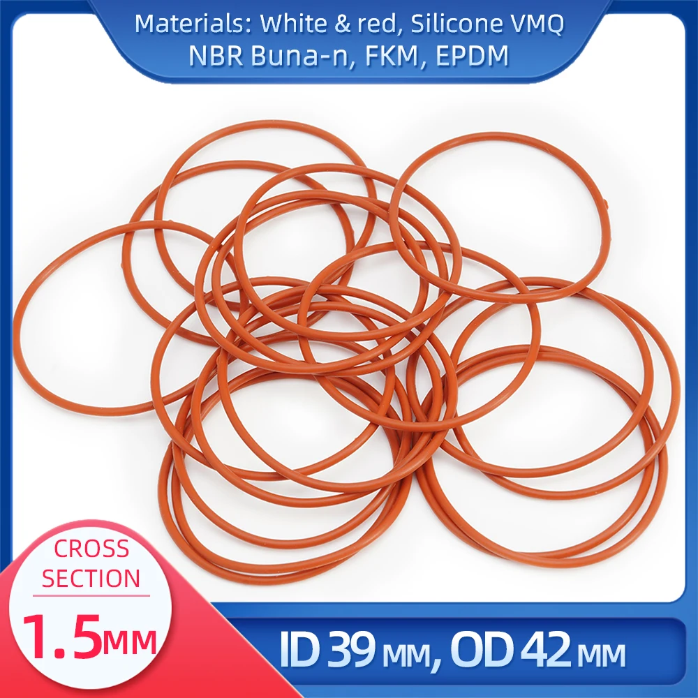 

O Ring CS 1.5mm ID 39 mm OD 42mm Material With Silicone VMQ NBR FKM EPDM ORing Seal Gaske1