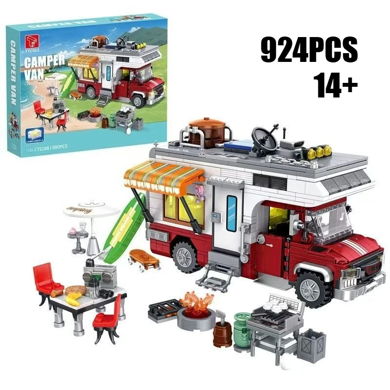 924 個クリエイティブシティシリーズ高級 RV キャンプ車両ビルディングブロックモデル建設レンガのおもちゃギフト子供大人の男の子のため