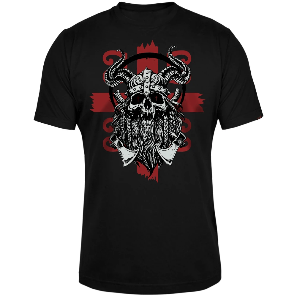 

Horrible Nordic Warrior Skull Religious Cross T-Shirt 100% Cotton O-Neck Short Sleeve Summer Casual Mens T-shirt Streetwear