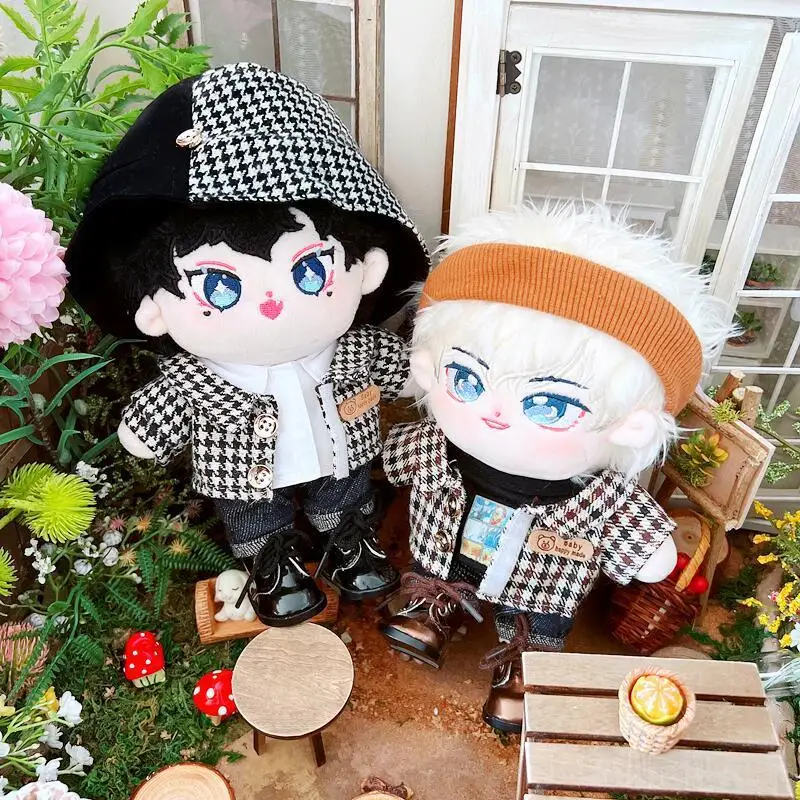 4PCS 1SET Cute Plush Dolls Dress Up Clothes Hat+Shirt+Vest+Shorts 20CM Star Doll Accessories EXO idol Dol Fans DIY Toy