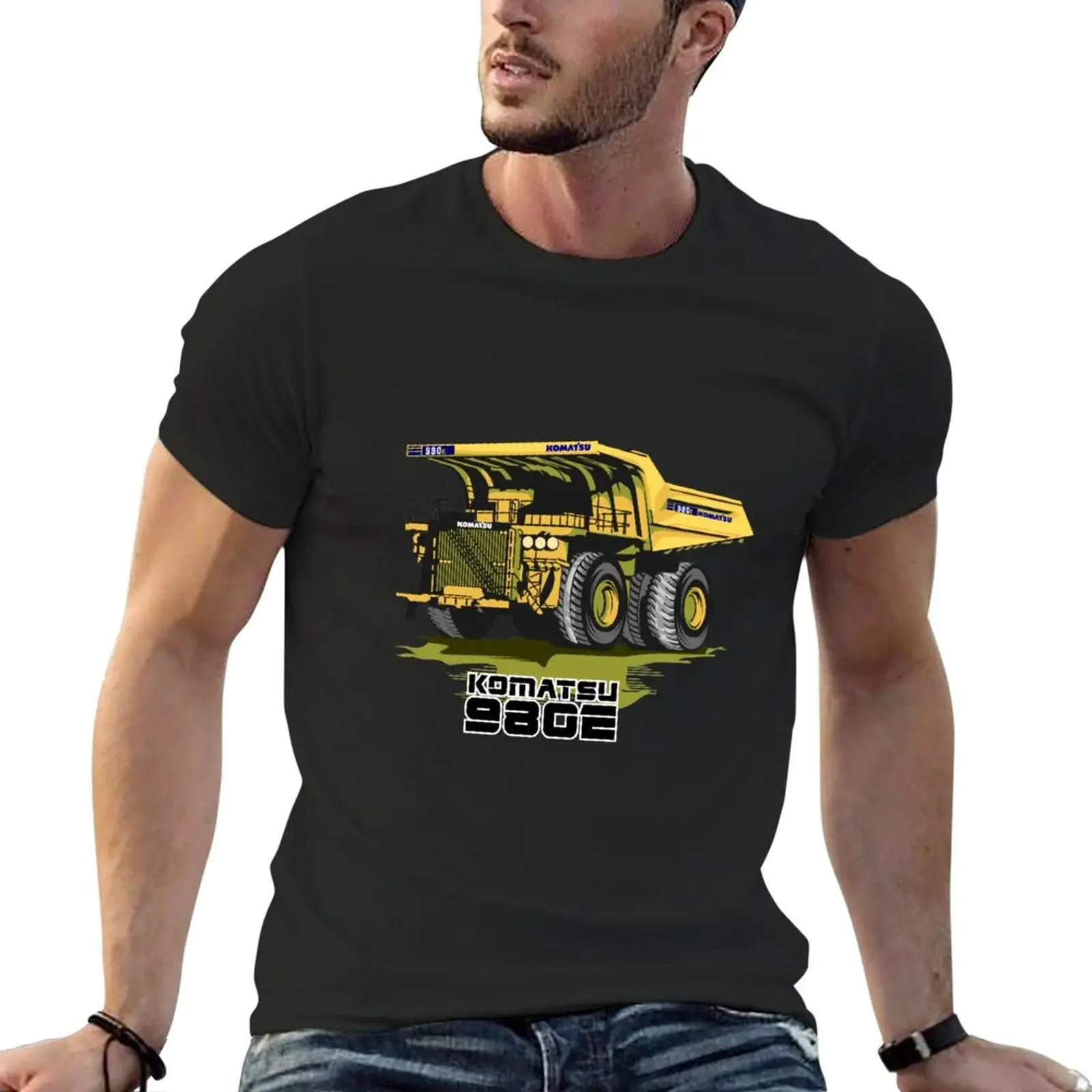 

New Mining Truck Komatsu 980E T-Shirt Aesthetic clothing Short sleeve tee sweat shirt T-shirts for men cotton