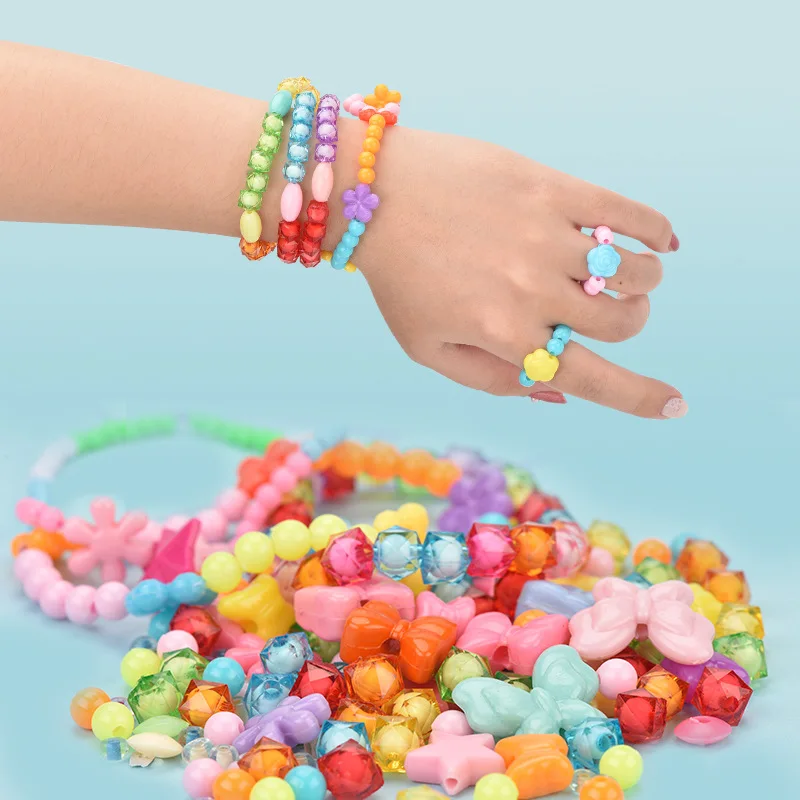 Girls DIY Beaded Bracelets Creative Colourful Beads For Jewelry Making Diy Bracelet Necklace Children's Play House Toys