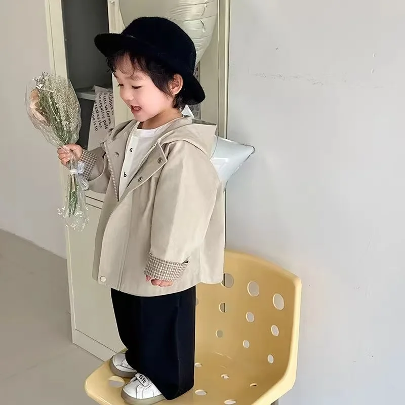 

Children's Jacket Spring and Autumn 2026 New Boys' High Texture Hooded Zipper Casual Coat
