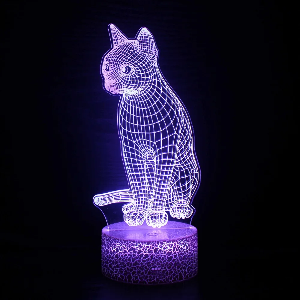 Acrylic Cat 3D Lamp LED Night Light for Kids Room Decor Bedside Lamp 7 Color Change Birthday Gifts for Boys Girls Kids Cat Lover