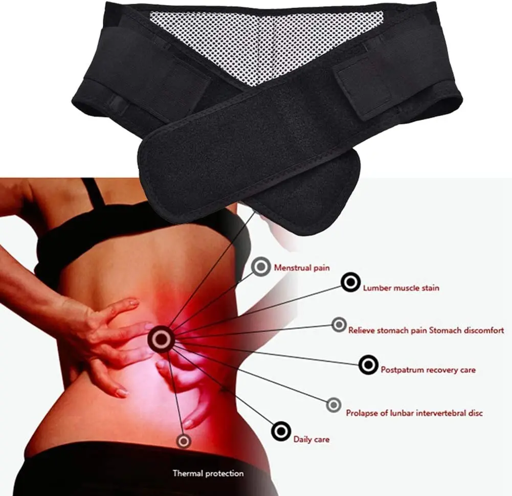 KWEEPFULL Tourmaline Self-heating Magnetic Therapy Waist Belt Lumbar Support Back Waist Support Brace Double Banded Adjustable