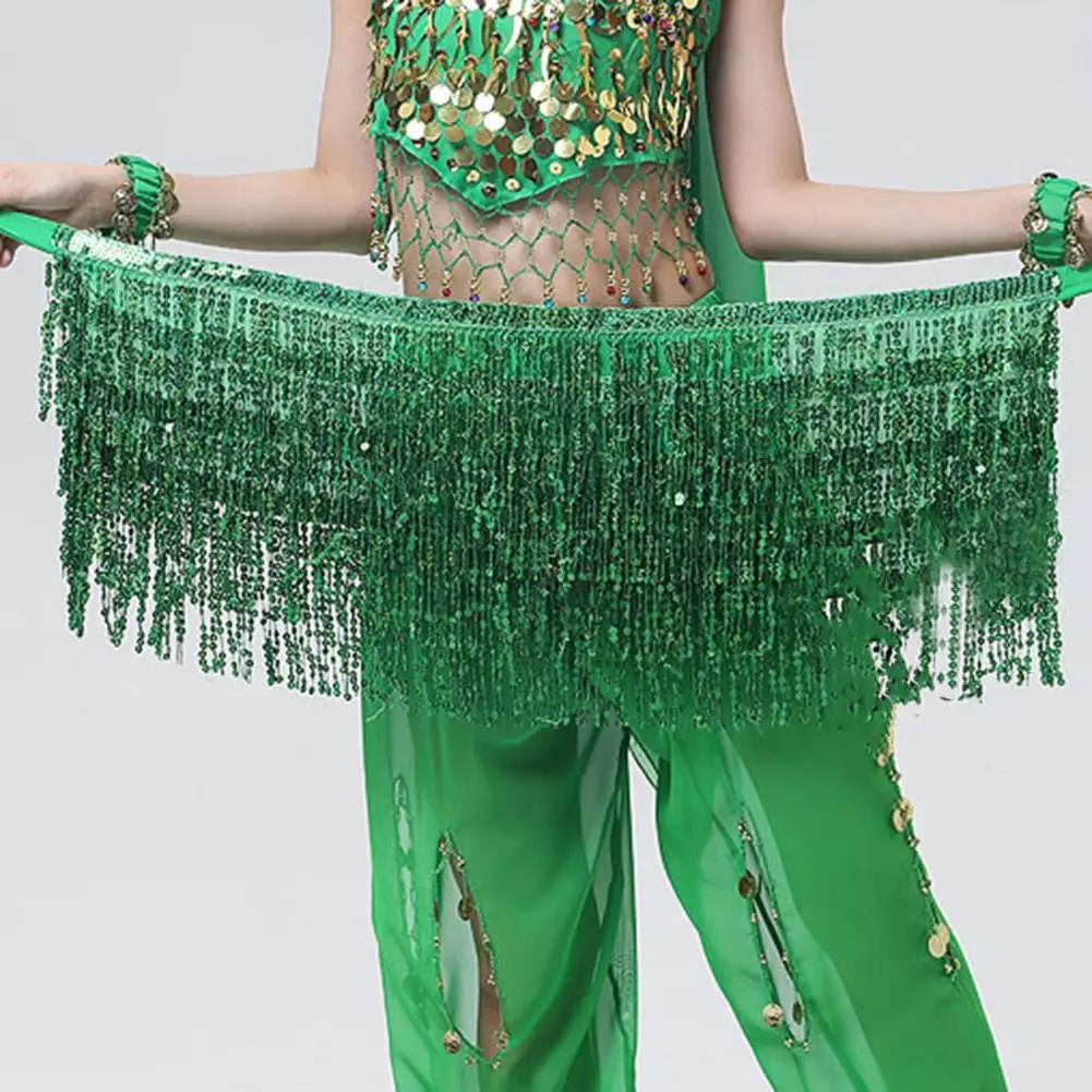 Belly Dancer Skirt Shining Mini Skirt Short Belly Dance Fringed Shiny Sequin Tassels Belly Dancer Skirt for Stage Show