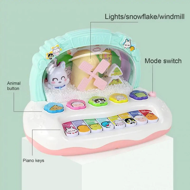 Baby Early Learning ของเล่นเปียโน Whack เกมหนูแฮมสเตอร์และเสียงสัตว์ 8 Scale มัลติฟังก์ชั่ดนตรีเปียโนอิเล็กทรอนิกส์ของเล่นเด็ก