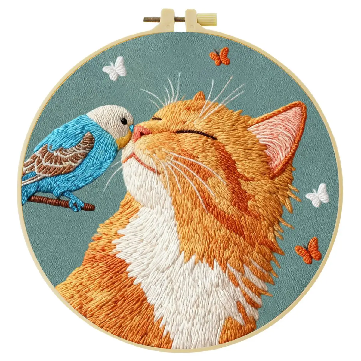 1 Stück 20X20CM/15X15CM 7,87/6,3 Zoll Katzen-Stickerei-Starter-Kit DIY-Kit DIY-Stickerei-Set Handarbeiten Heimdekoration Nadelkunst – Detail 1