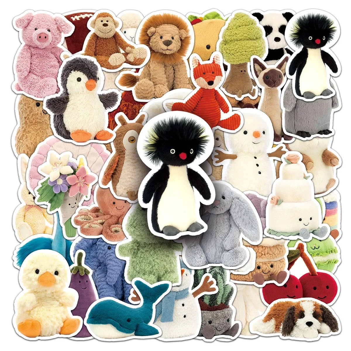 51PCS/Pack  Kawaii Jellycat Stickers Decals For Phone Laptop Suitcase Notebook Skateboard Waterproof Stickers