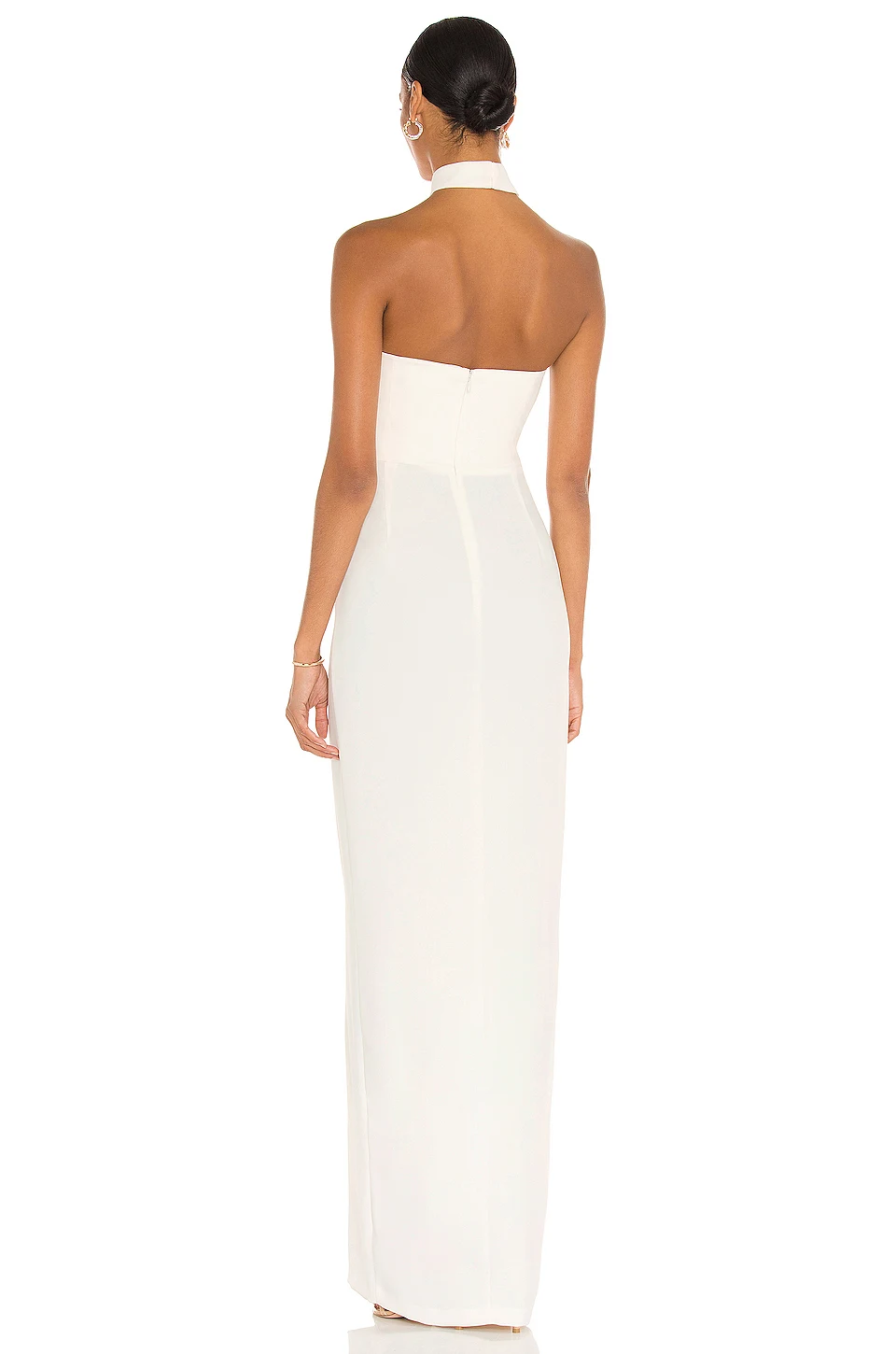 Elegante Witte Zeemeermin Halter Halter Halslijn Mouwloze Avondjurk Met Zij Slib Voor Vrouwen Bruiloft Verjaardagsfeest Formele Prom-Jurk