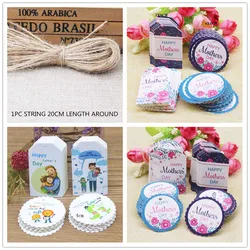 New diy Happy father's/mother's day package gifts hang tag 5x3cm /4x4cm 50tag white round paper party suppiles card tag