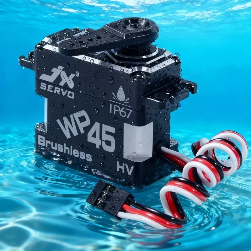 JX Servo WP45 Waterproof Servo-45KG Torque, IP67 Rated, Brushless, Full Metal Gear, CNC Shell, for RC, Robotics & Industrial Use