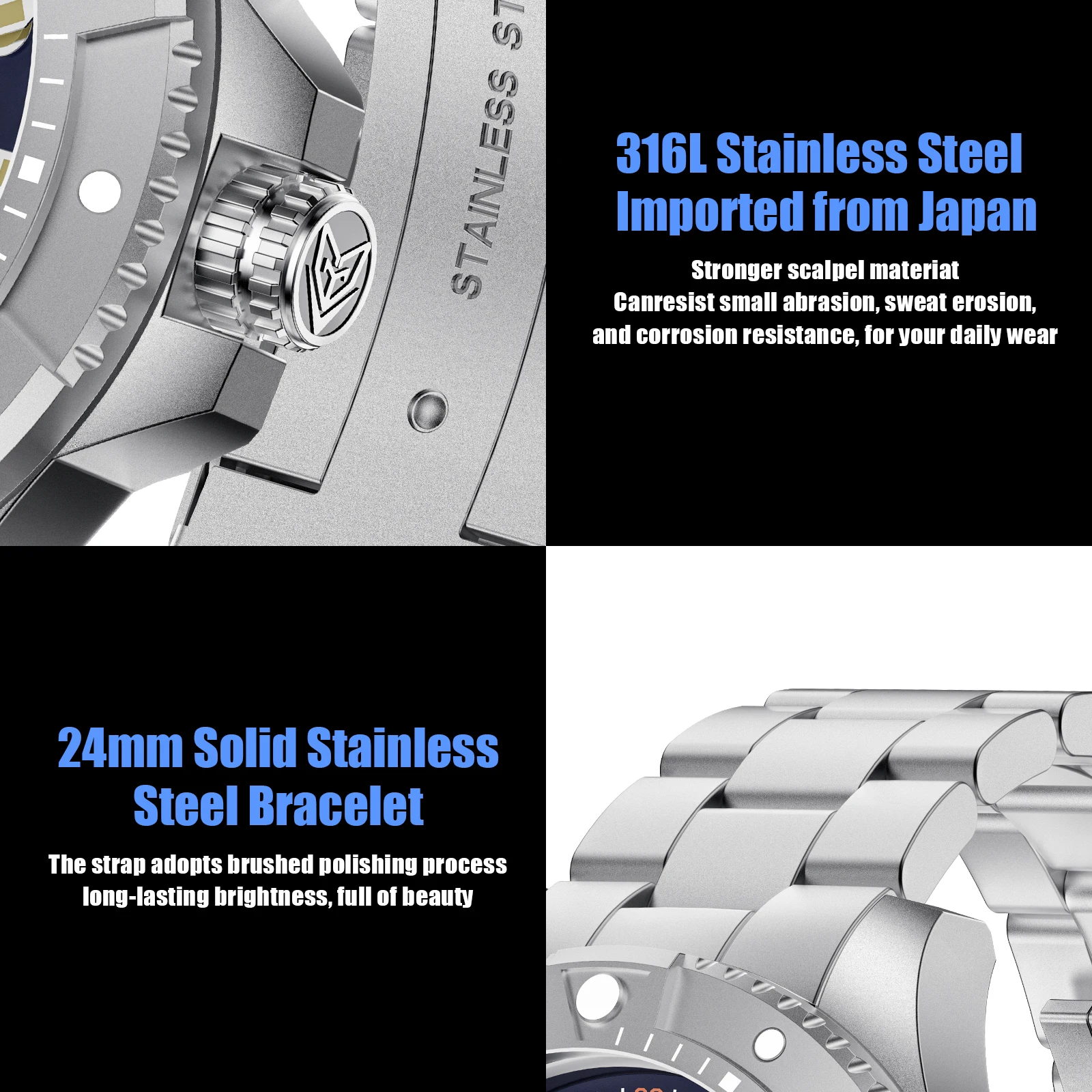 FEELNEVER Automatic Mechanical Watch For Men Sapphire 316L Stainless Steel Diving Watch Men Strong Luminous Business Wristwatch view 6