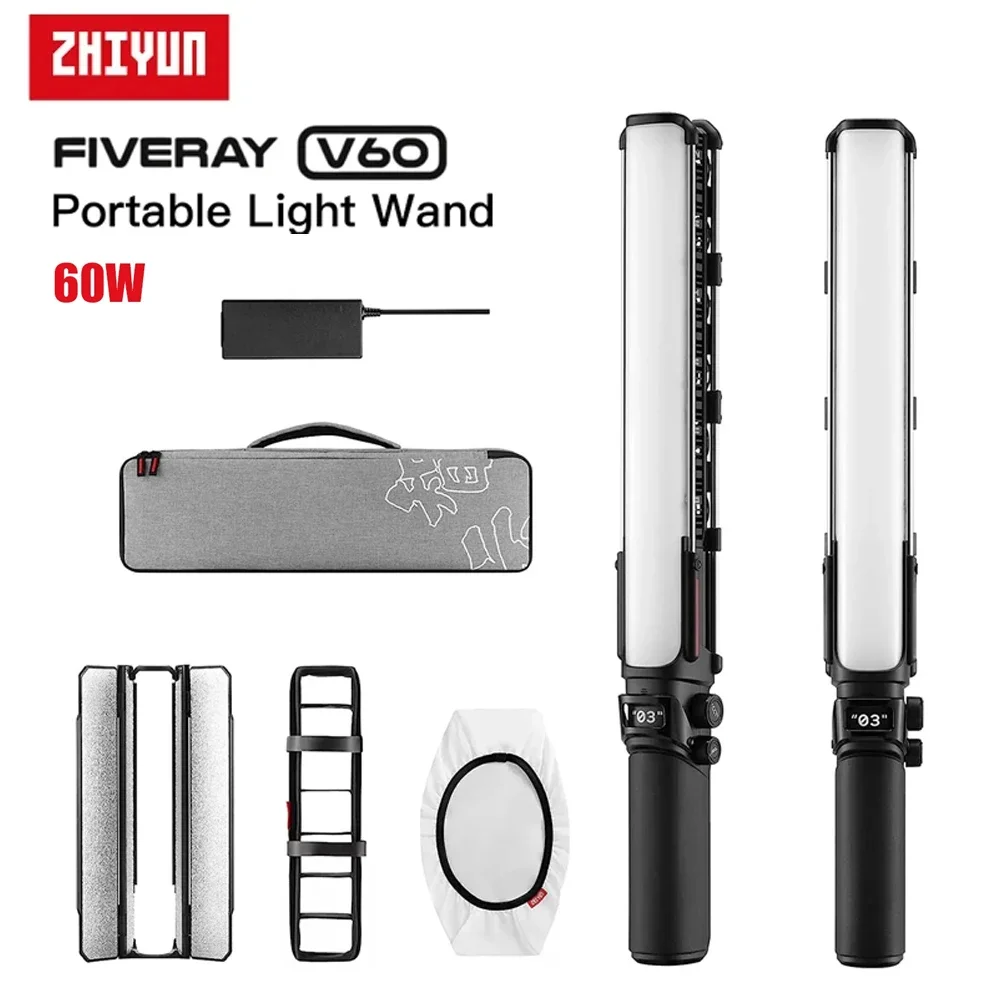 ZHIYUN FIVERAY V60 Handheld Portable LED Light Wand Combo 60W Dual Color Temperature Stick Lighting for Photos Video Photography