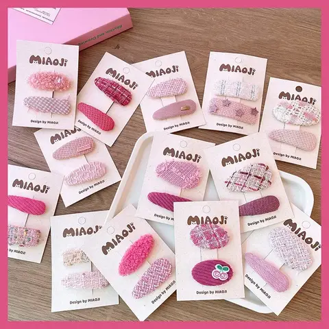 2 Stks/set Peuter Meisje Haarclip Europese Stijl Roze Kleur Serie Haarspeld Voor Baby Meisje Mooie Herfst Winter Kinderen Meisje Hoofddeksels