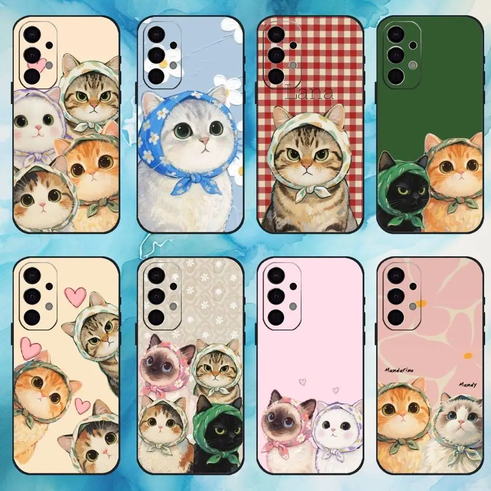 

Cute cat family Phone Case For Samsung S25,S24,S21,S22,S23,S30,Ultra,S20,Plus,Fe,Lite,Note,10,9,5G Black Cover